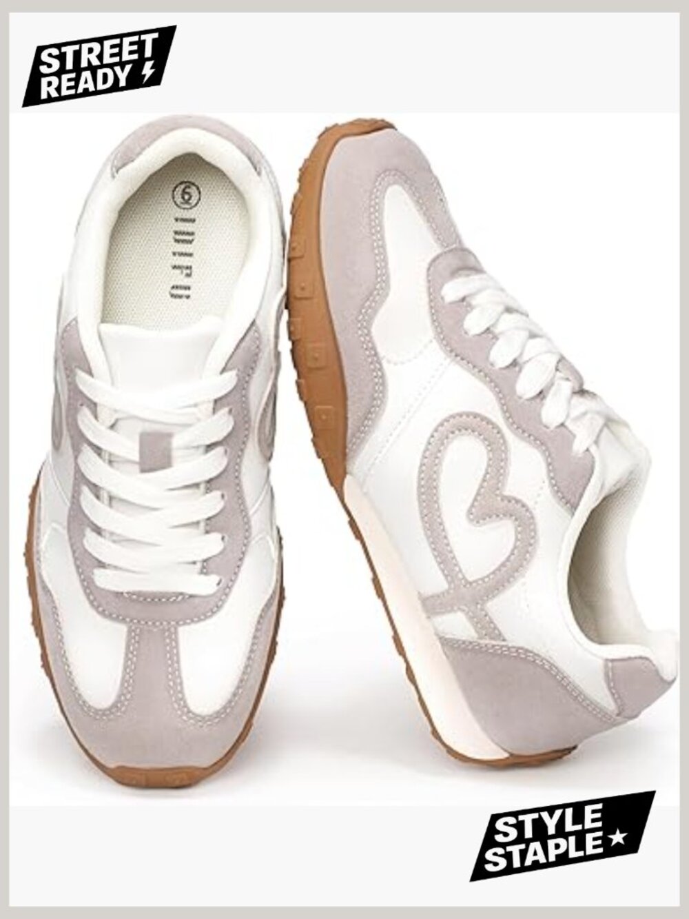 Retro Heart Sneakers - Non Slip Memory Foam Cushion